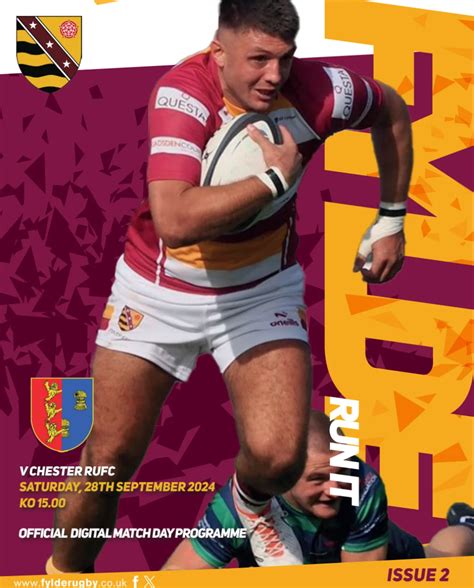 Fylde V Chester Match Programme Published Fylde Rugby Club