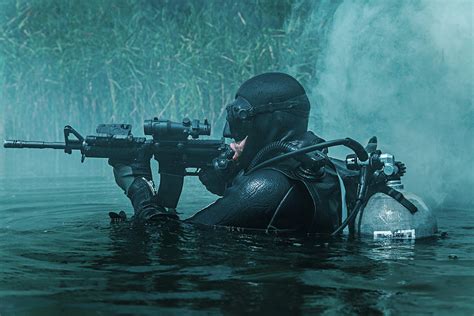 Frogman With Complete Diving Gear Photograph By Oleg Zabielin Fine