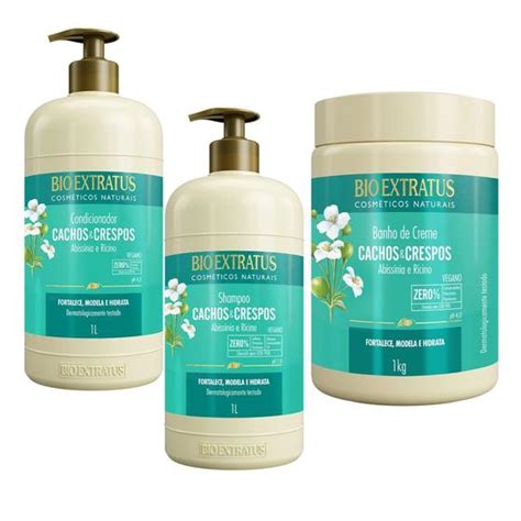 Kit Bio Extratus TRIO Cachos E Crespos Shampoo Condicionador Banho De