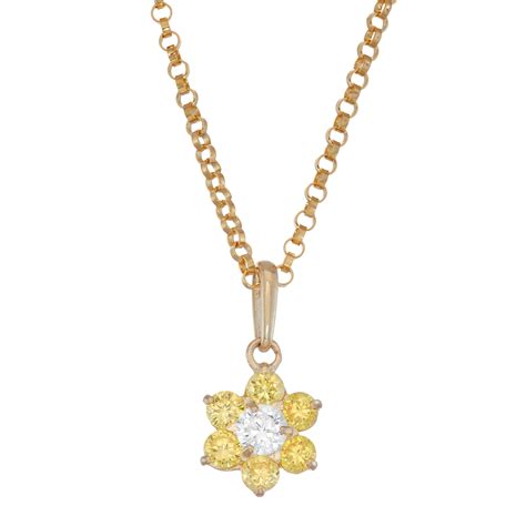14k gold November Birthstone flower pendant with gold-filled chain