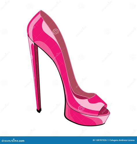 Glossy And Shiny Pink High Heel Shoe Stock Vector Illustration Of Clothes Elegant 138787026