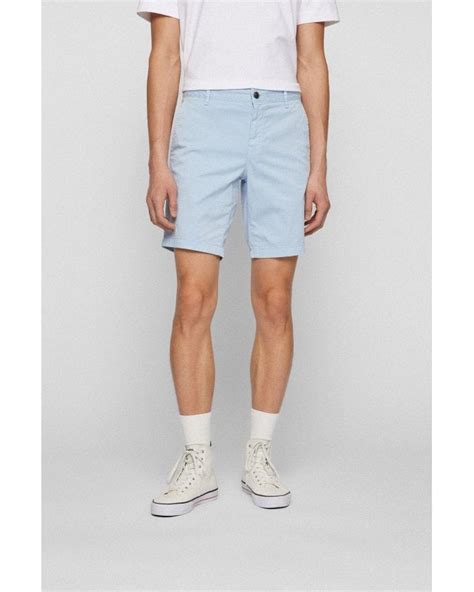 Boss Mens Schino Light Blue Slim Fit Stretch Cotton Twill Shorts