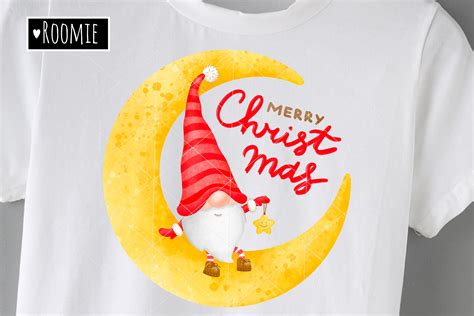 Merry Christmas Gnome On The Moon Png Graphic By Roomie · Creative Fabrica