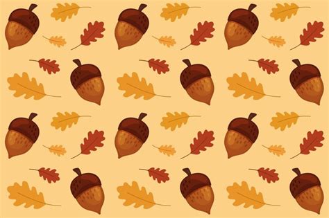 Premium Vector Autumn Seamless Pattern Of Acorn And Leaves