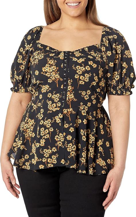 City Chic Women S Apparel Women S 14 City Chic Plus Size Top Quirky Prt Golden Posy At Amazon