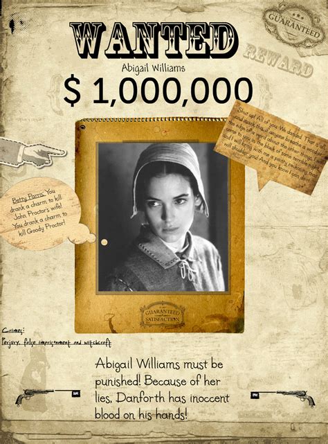 Abigail Williams The Crucible Wanted Poster