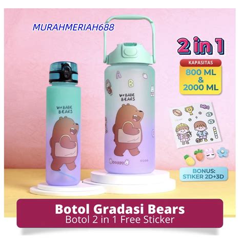 Jual Mm Botol Minum Gradasi Bears Viral Liter Liter Beli