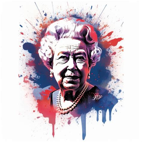 Premium Ai Image Queen Elizabeth 2 Watercolor Tshirt Design Tattoo