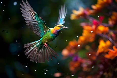 Premium AI Image | colorful tropical bird in mid flight wildlife ...