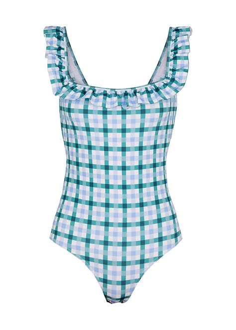 Buy Ephemera Green Gingham Ruffle Trimmed Swimsuit At 9 Off Editorialist