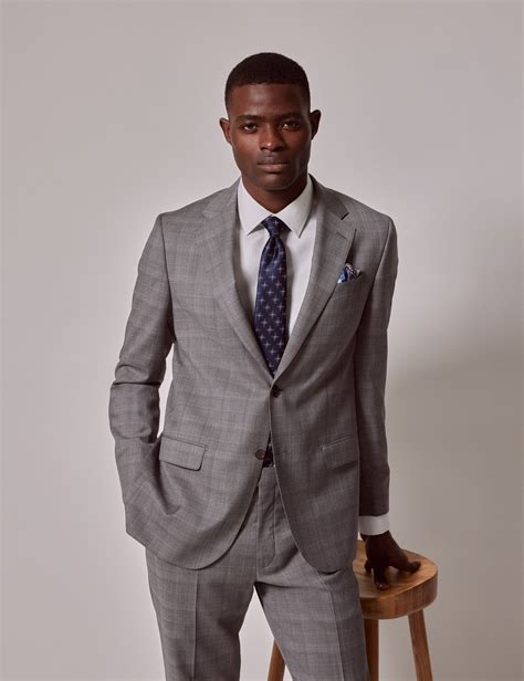 Mens Grey Check Tailored Fit Suit Jacket 1913 Collection