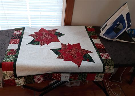 Christmas Poinsettias Appliqued Quilted Wall Hanging And Etsy