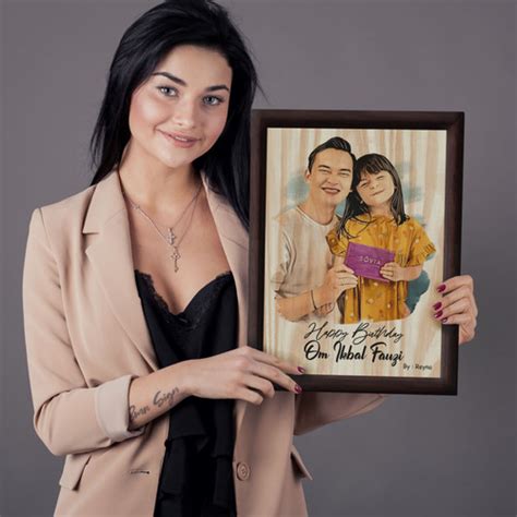 Jual Kayu Foto Vector Wajah Hadiah Ulang Tahun Kayu 15x20cm Non