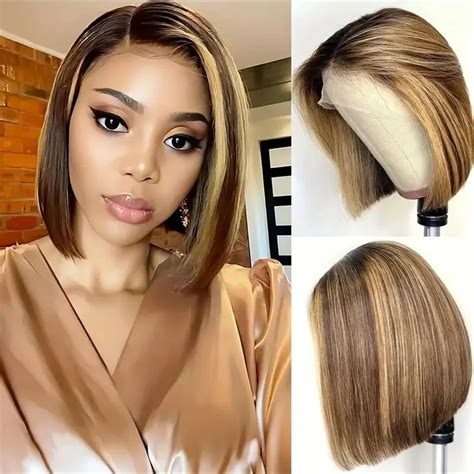 Perruque Bob Lace Front Wig 4 27 Naturelle Br Silienne Remy Cheveux