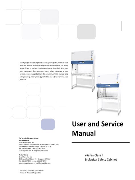 Fillable Online Esco Class Ii User And Service Manual Fax Email Print