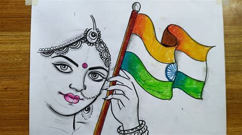 How To Draw Bharat Mata For Independence Day How To Draw Independence Day 15 August Drawing