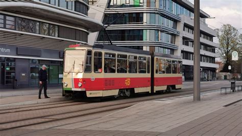 Straßenbahnmitfahrt im KT4D von Hauptbahnhof bis Anton Saefkow Allee