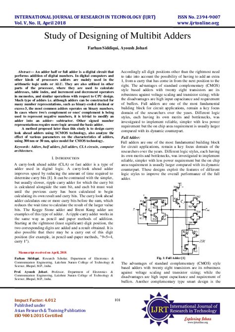 study  designing  multibit adders