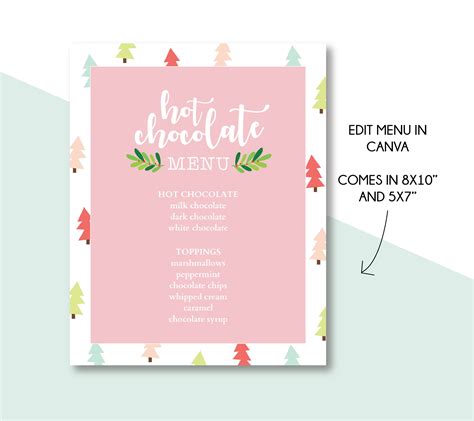 Hot Chocolate Bar Printable Kit Hot Chocolate Bar Party Printables Editable Hot Chocolate Bar