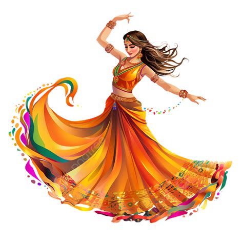 A Girl Is Dandiya Dancing Dancing Transparent PNG Transparent Image