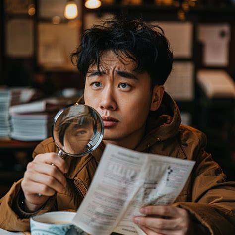 focused magnifying examination image man magnifying glass