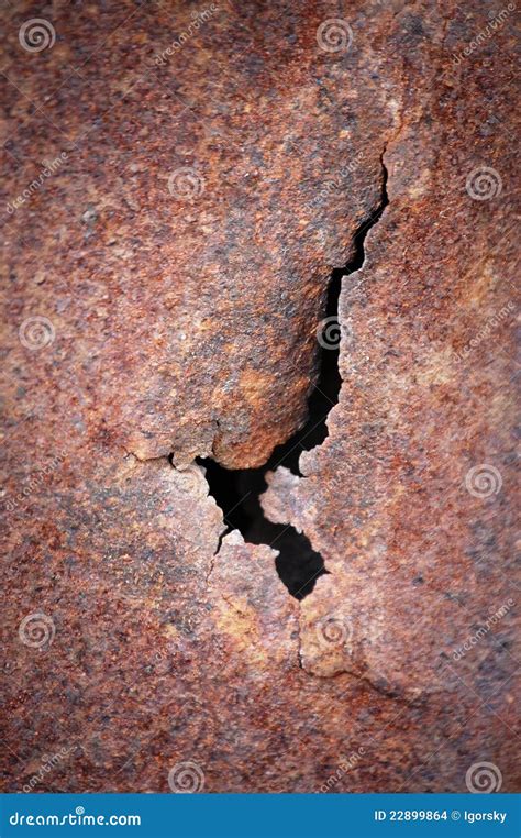 Crack At Rusty Metal Plate Stock Photo Image Of Grim 22899864