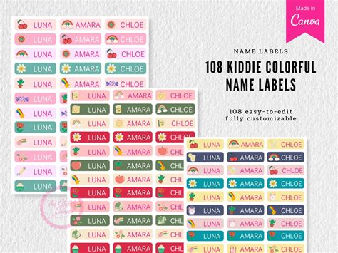 Printable School Supply Name Labels Name Tags for School Back to School ...