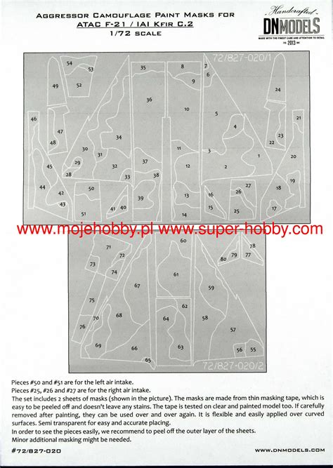 Aggressor Camouflage Paint Masks For Atac F Iai Kfir C Dn Models