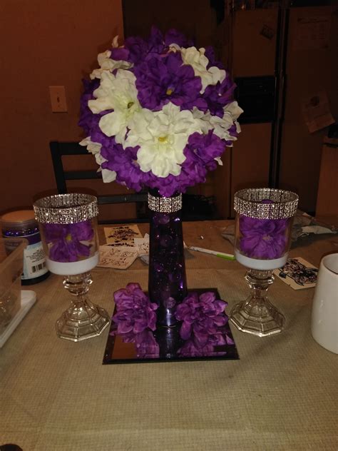 Ts For The Groom Purple Centerpieces Purple And Silver Wedding Purple Wedding Centerpieces