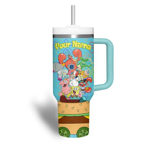 Spongebob Squarepants Cartoon Custom Stanley Quencher Oz Stainless