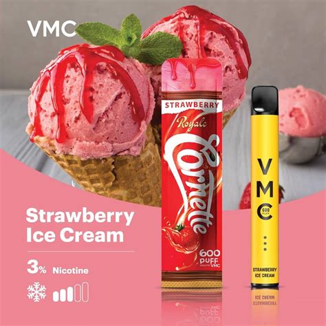 PODDIS VMC POD Strawberry Ice Cream 600 Puffs Nic 3 ใชแลวทง