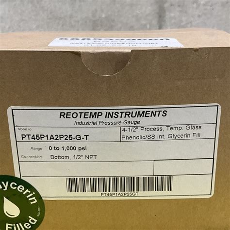 Reotemp Pt45p1a2p25 G T Industrial Pressure Gauge 4 12” 12” 0 1000 P Industrial Garage Sales