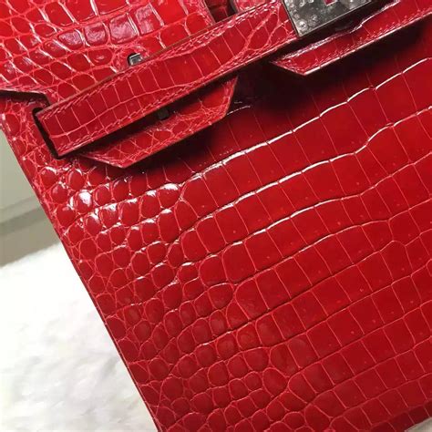 Hand Stitching Hermes Ferrari Red Hcp Crocodile Shiny Skin Birkin Bag