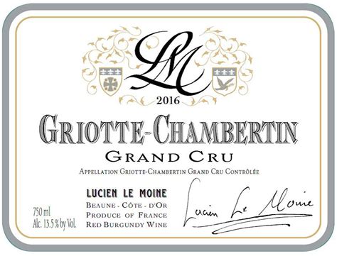 Lucien Le Moine Griotte Chambertin Grand Cru 2016 Label