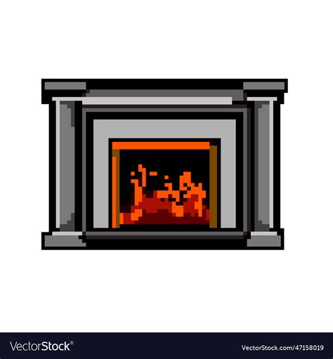 Fire Fireplace Game Pixel Art Royalty Free Vector Image