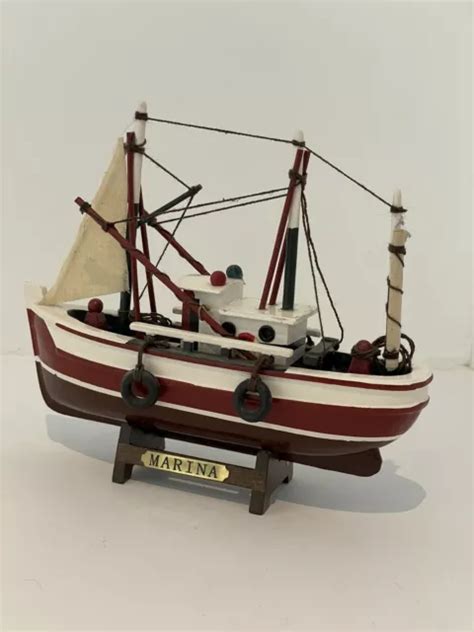 MAQUETTE BATEAU CHALUTIER Marina Pêche Bois Ancienne EUR 25 00