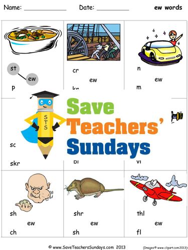 Ew Phonics Worksheets Activities Flash Cards Lesson Plans And Other