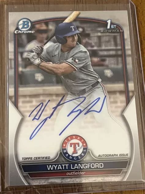 Bowman Draft Chrome Wyatt Langford Re Voiture Texas Rangers Cda