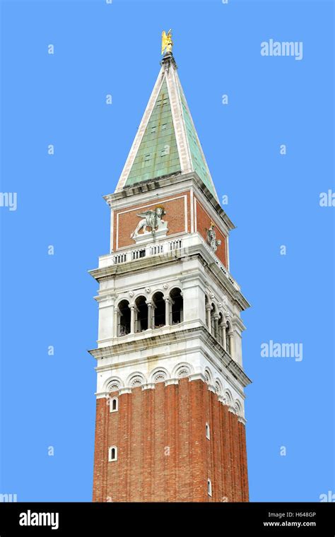 Bell Tower On St Markss Square Of Venice In Italy Campanile Stock