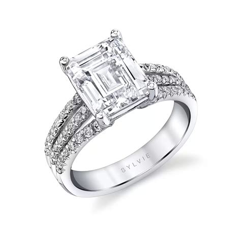 Emerald Cut Split Shank Engagement Ring Florencia