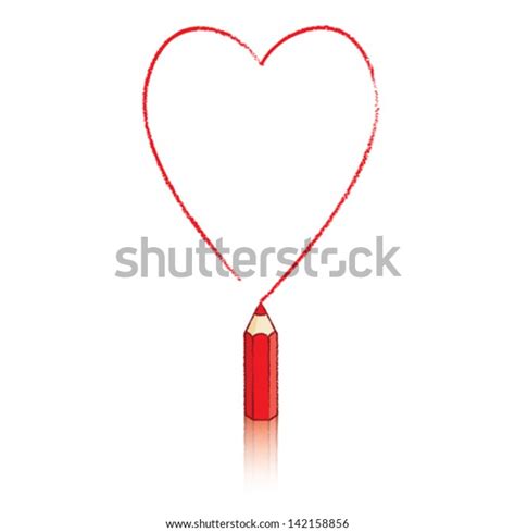 Red Pencil Reflection Drawing Outline Ace Stock Vector Royalty Free