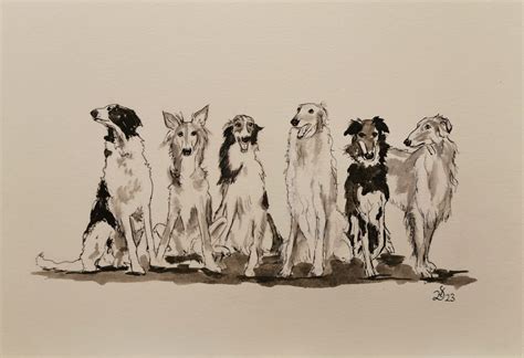 Bild Barsoi Hunde Windhunde Malerei Von Heike Deininger Kunstnet