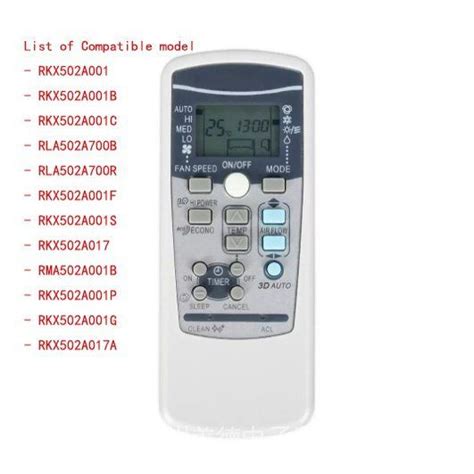 Mitsubishi Air Conditioning Universal Air Conditioning Remote Control