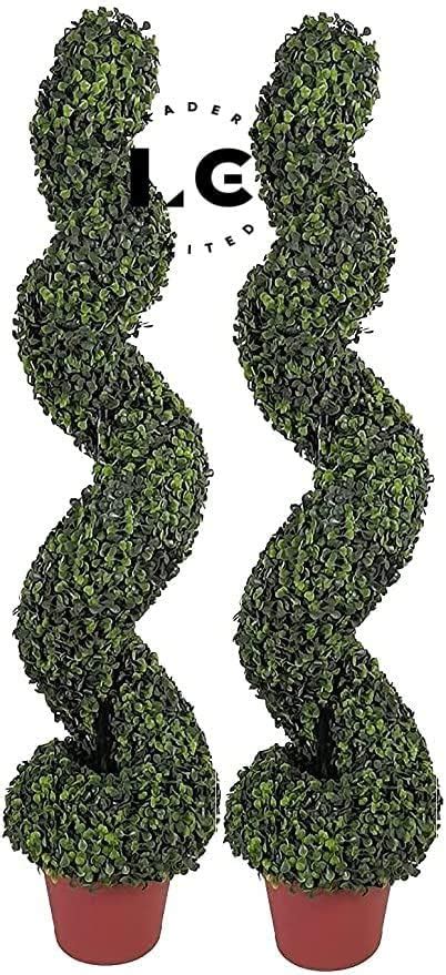 X Artificial Premium Quality Topiary Boxwood Spiral Trees In Black