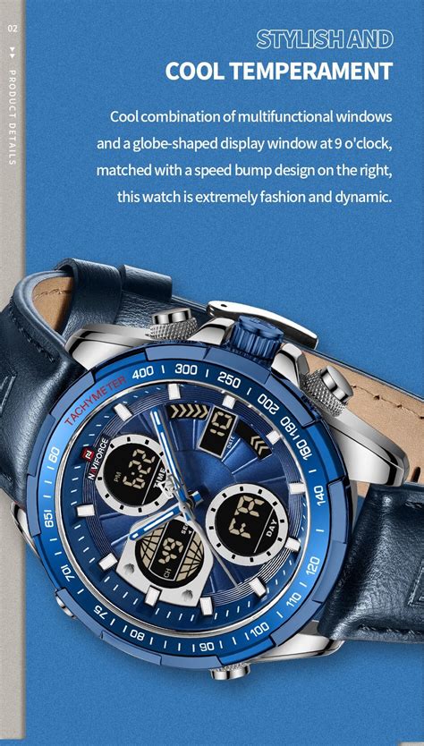 Overfly Naviforce Analog Digital Dual Time Chronograph Watch