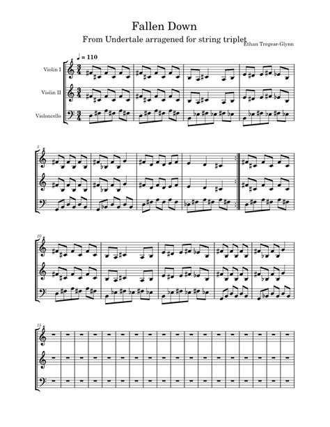 Fallen Down Toby Fox Fallen Down From Undertale Sheet Music For Violin Cello String Trio