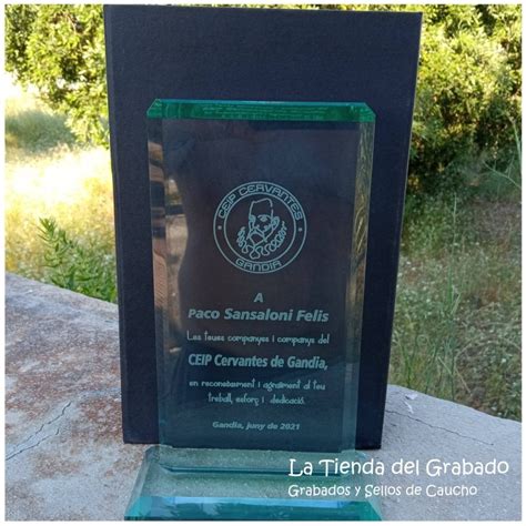 Placa Homenaje Grabada En Cristal