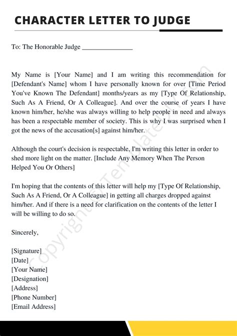 Character Letter To Judge Sample Template In Pdf Word Letter To