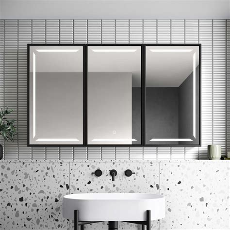 Mia Black Framed Illuminated Led Mirror Cabinet X Mm