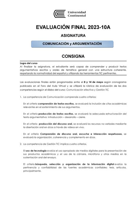 Consigna Cy A A Competencias Evaluaci N Final A